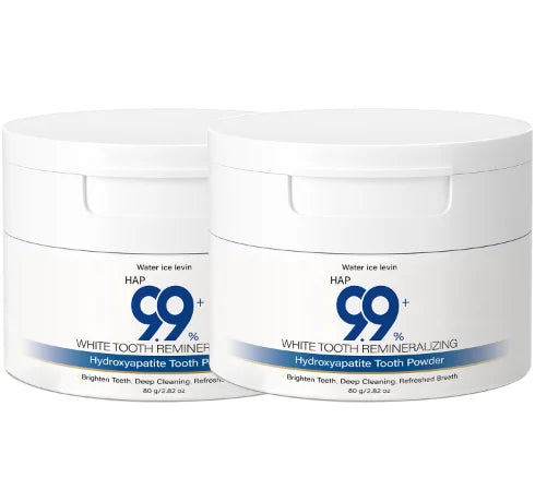 99% HAP Hydroxyapatite Tooth Powder, Remineralizing & Deep Cleaning with Charcoal, Hyaluronic Acid & Collagen for Bright Teeth Qme Light Blue