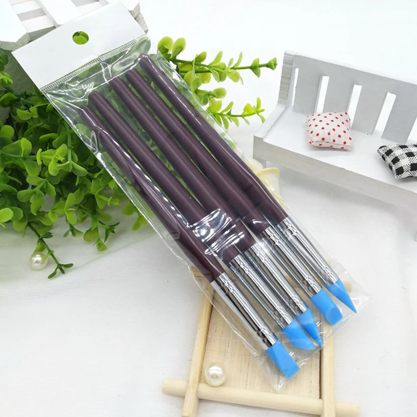 5PCS Sculpting Polymer Clay Tools Rubber Tip Silicone Brushes Pottery Clay Pen Shaping Carving Tools for Painting Nail Art New Qme 5PCS