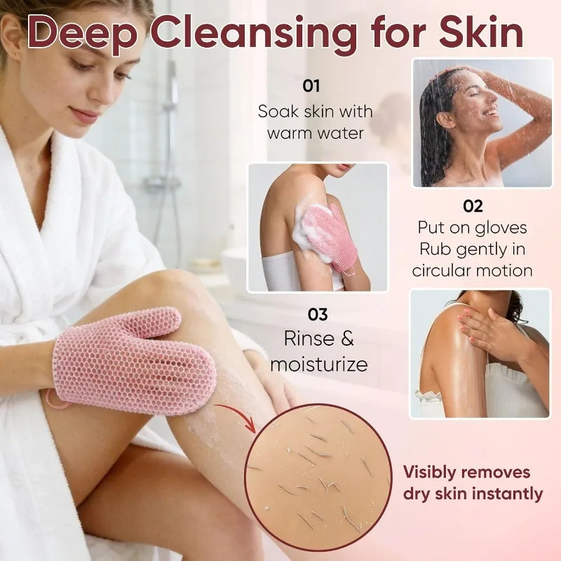 Honeycomb Exfoliating Glove Face Body Deep Cleansing Quick Dry TPU Qme