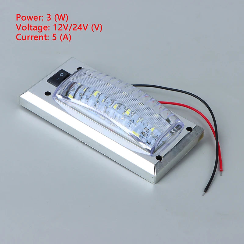 LED 12V-24V Panel Light Car Interior Reading Lamp Brightness Cabin Qme Silver