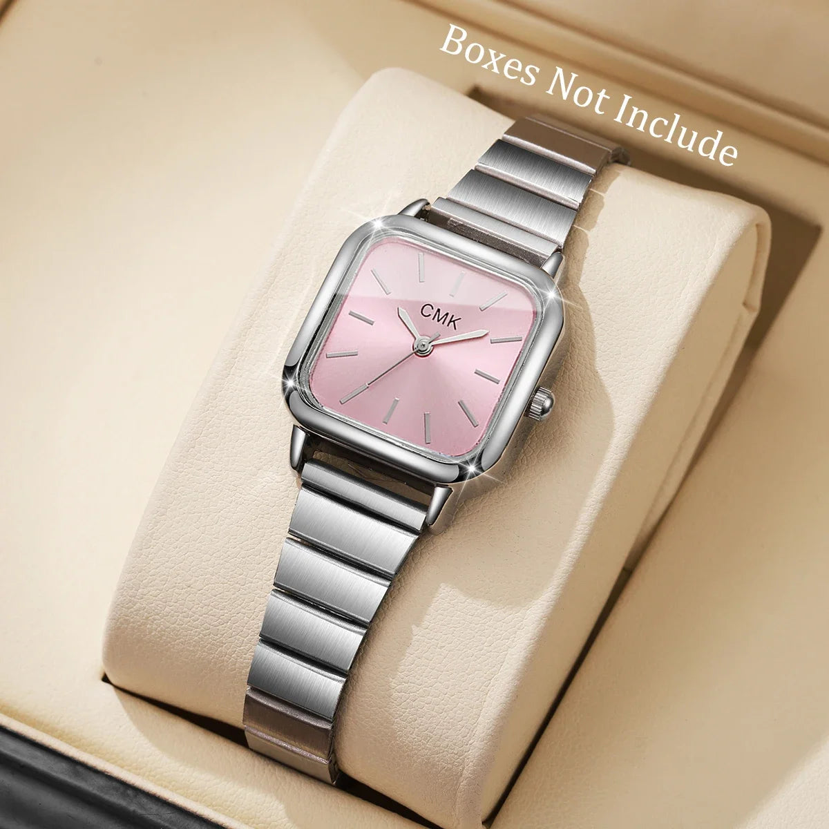 Moda praça relógios femininos de luxo ultra-fino cinta senhoras relógio de pulso de quartzo para senhoras reloj mujer (sem caixa Qme Pink