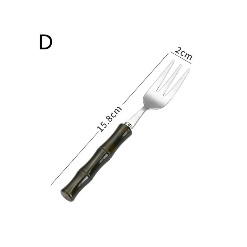 Bamboo Handle Acrylic 304 Stainless Steel Cutlery Tableware Knife Qme D Green