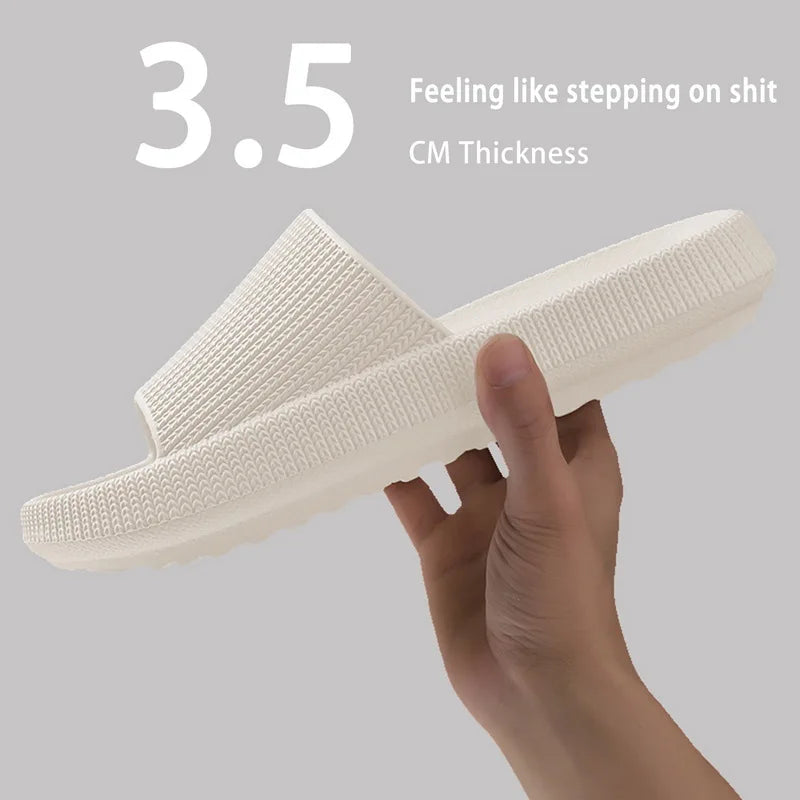 Summer Slippers For Men Women Soft Slippers Indoor Home Slides Cloud Slipper Men Flat Sandals Beach Shoes Man Male Flip Flops Qme A-White 44-45 (fit 43-44)