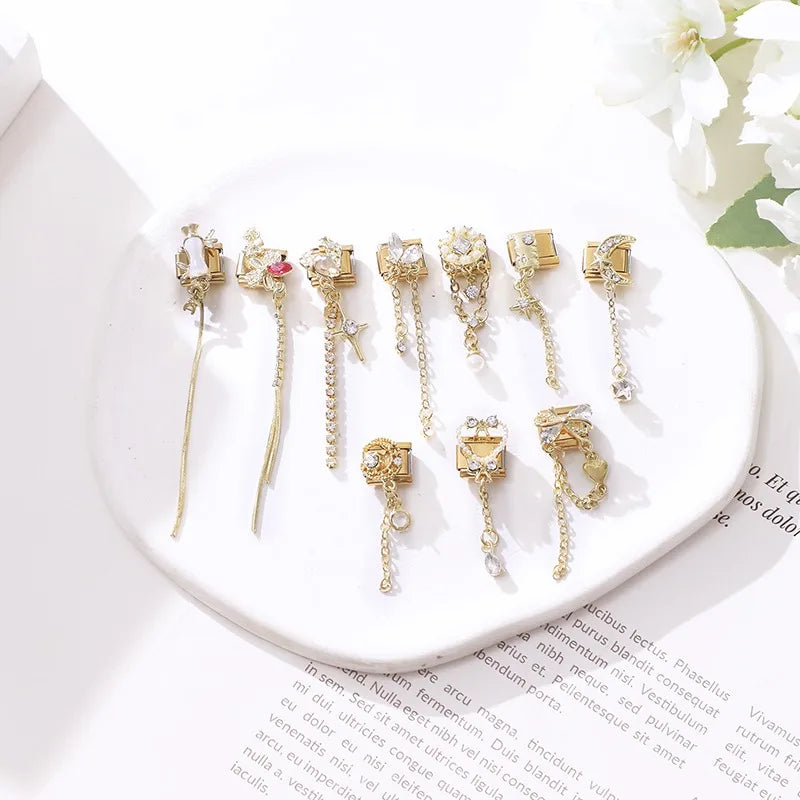 2026 Exquisite Bowknot Micro Inlaid Colored Zircon Pearl Italian Charm Link 9mm Stainless Steel Modular Bracelet Jewelry Gifts Qme
