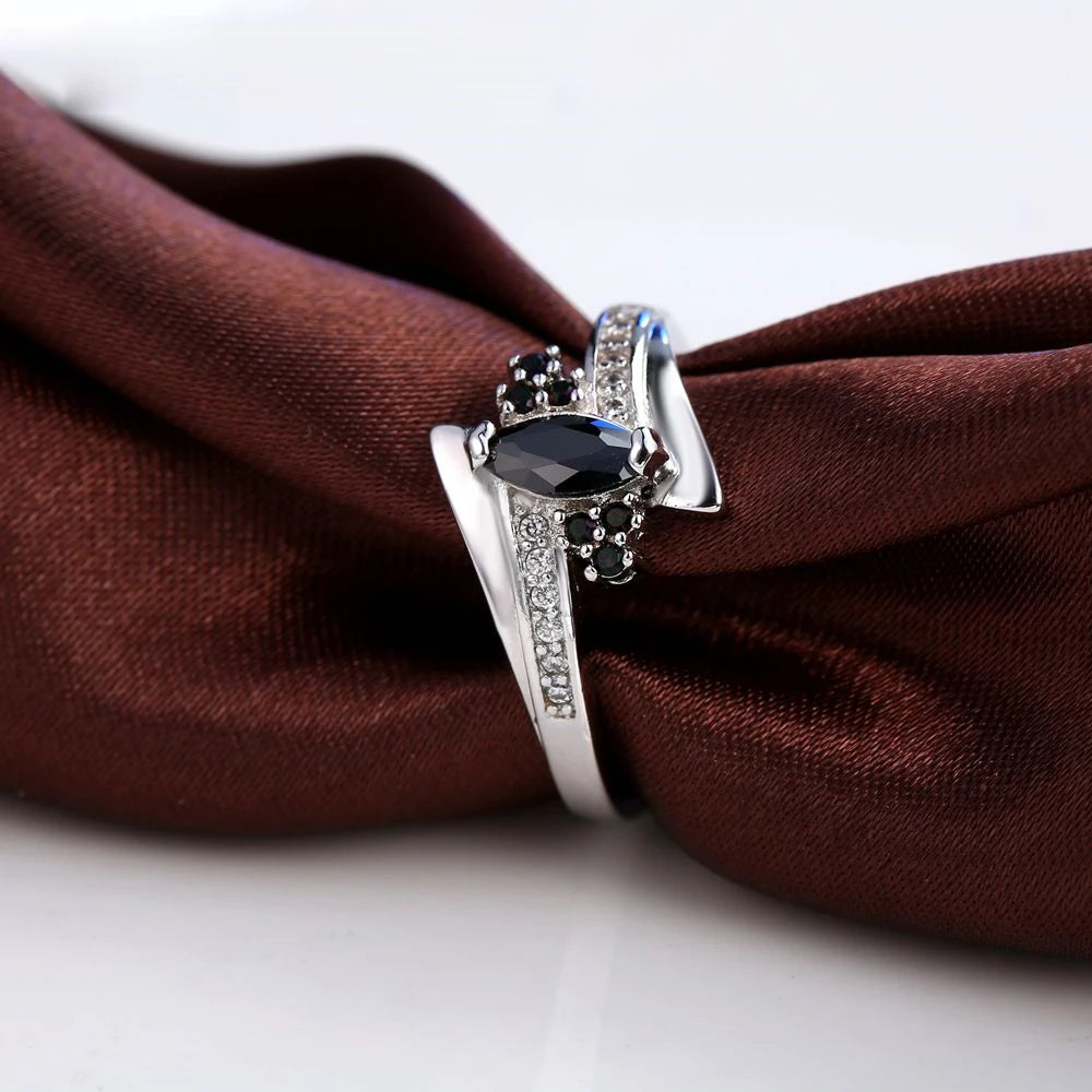 925 Sterling Silver Color Engagement Ring Fashion Jewelry Classic Style Austrian Crystal Prong Setting Women Girls Wholesale Qme