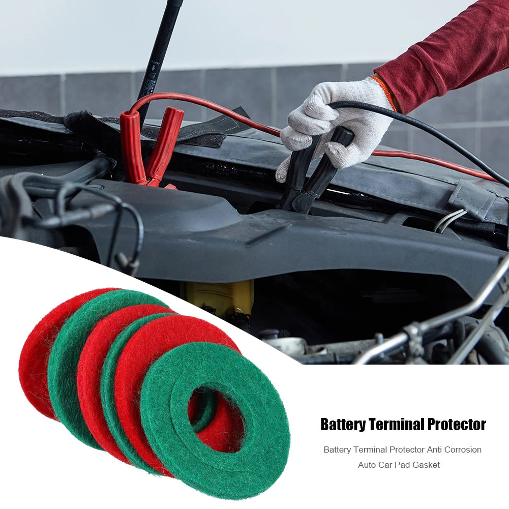 10pcs Auto Car Battery Terminal Protector Gasket Pad Battery Terminal Anti-Corrosion Washer Ring Mat Car Accessories Qme