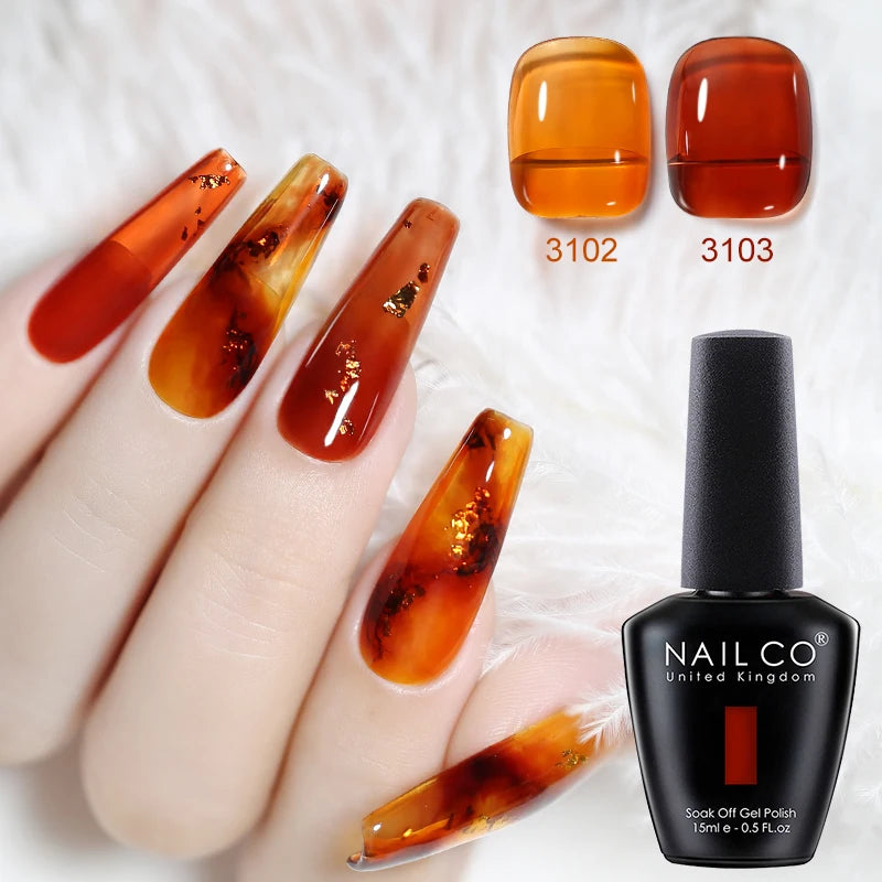 Nailco Jelly Gel Nail Polish Transparent Varnishes 44 Colors Red Pink Qme