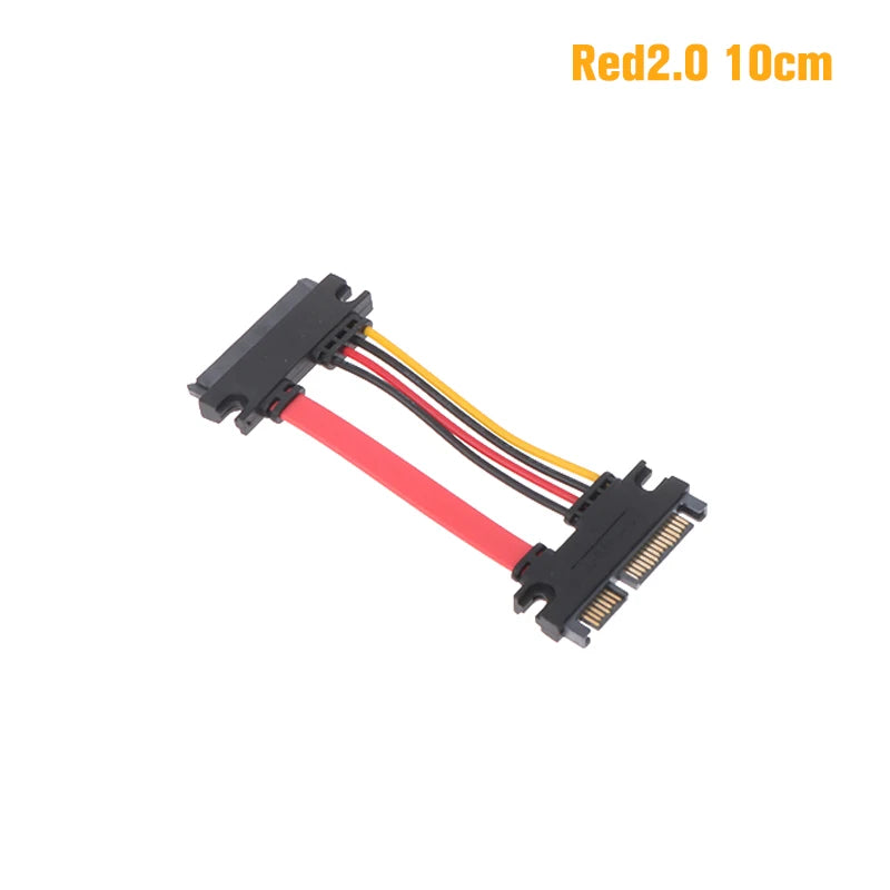 Sata 22 Pin Male Female Extension Cable 7+15 Data Power Combo Hard Qme 10cm Red