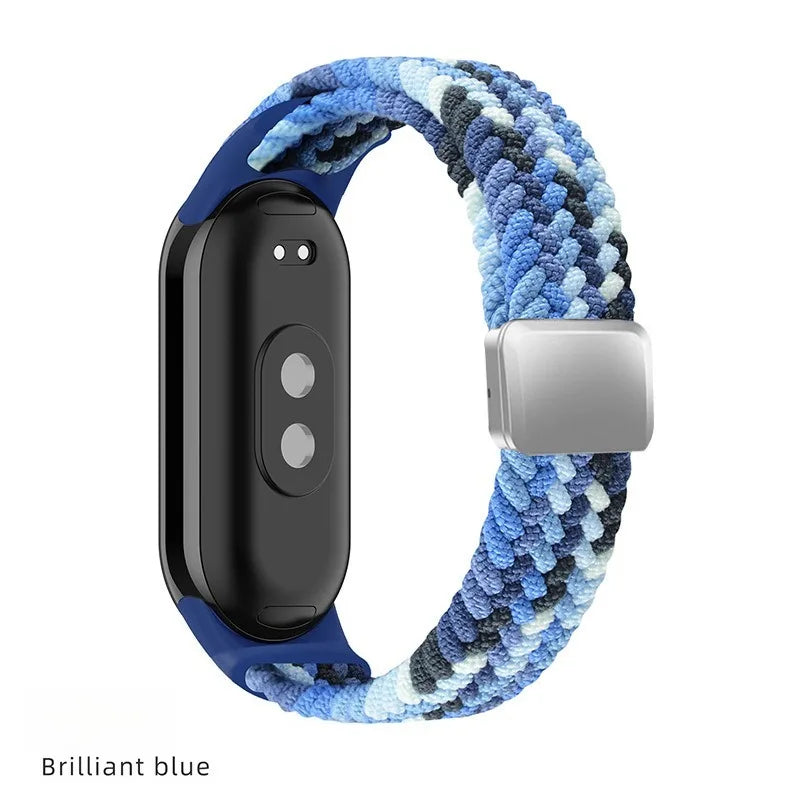 Breathable Elastic Nylon Braided Magnetic Watch Strap Adjustable Replacement Wristband For Xiaomi Watch 8 9 10 Accessory Qme Colorful blue XiaoMi 10 9 8