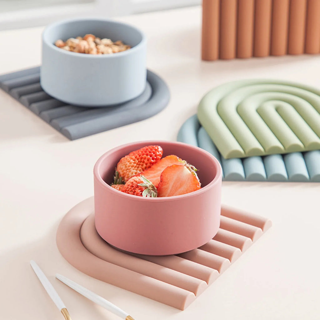 Multifunction Silicone Pot Mat Insulation Pad Bowl Mat Placemat Plate Mat Silicone Mat Dining Table Home Rainbow Mat Qme