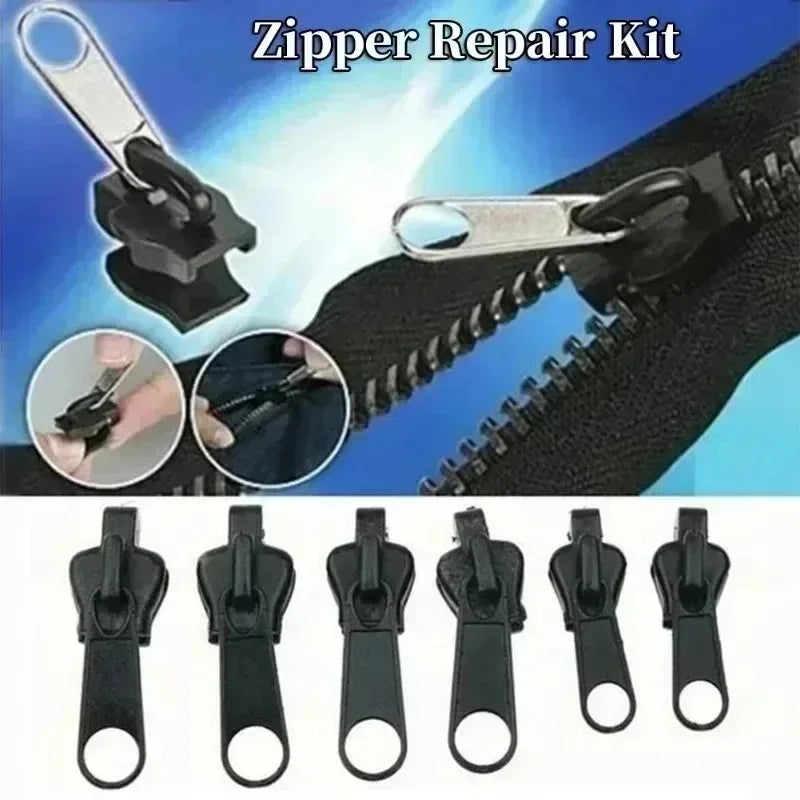 24pcs Black Instant Zipper Universal Instant Fix Zipper Repair Kit Replacement Zip Slider Teeth Rescue New Design for DIY Sewing Qme