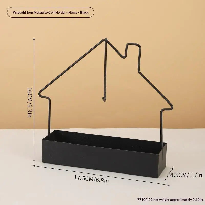 House Shaped Metal Mosquito Coil Holder Fireproof Burner Stand Home Qme Black