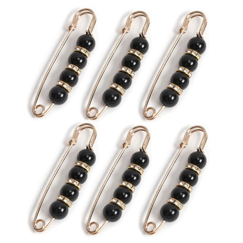 Women Fashion Pearl Brooch Waist Cinching Adjustable Skirt Anti-slip Qme A2