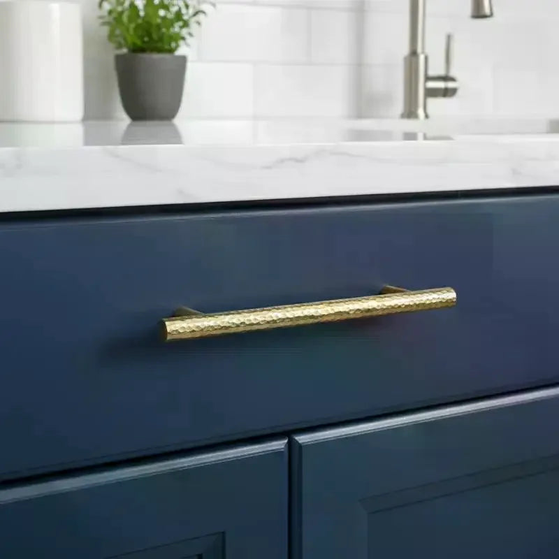 Drawer Hammer Pattern Pull Handle For Cabinet Single-hole Pull Handles For Wardrobe Handle Brass Copper Pulls Qme