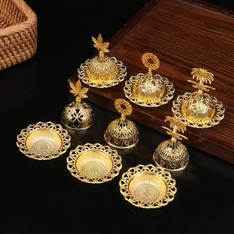 Home Hotel Incense Holder Yoga Ornaments Burner Hollow Golden Tower Qme