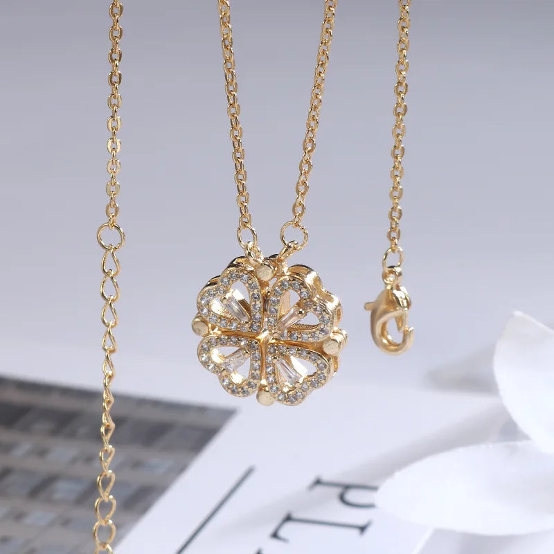 New Pendant Necklace Ladies Clover Necklace Heart Shaped Clover Necklace Lucky 4 In 1 Love Pendant Jewelry Gift Qme