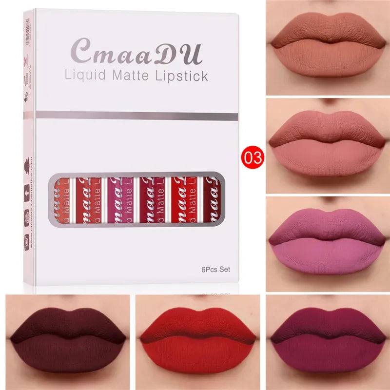 6 Colors Fashion Matte Lip Gloss Sets Natural Moisturize Waterproof