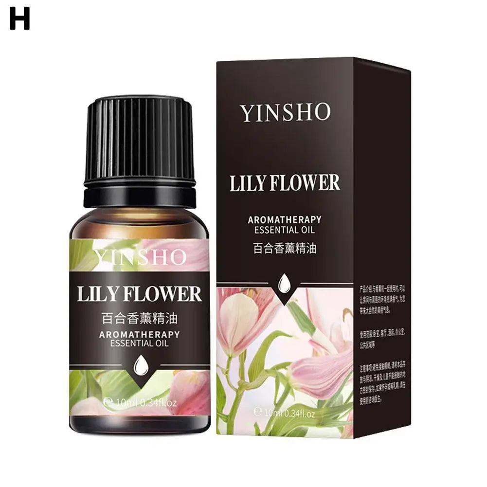 16 Flavors 10ml Essential Oils For Aroma Diffuser AirHumidifier Home Water-soluble Lavender Rose Eucalyptus White Peach Oolong Qme Lily