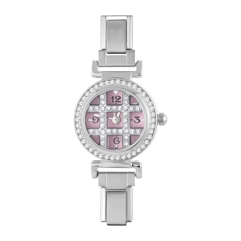 Y2K Rotating Zircon Round Shape Stainless Steel Watch Bracelet