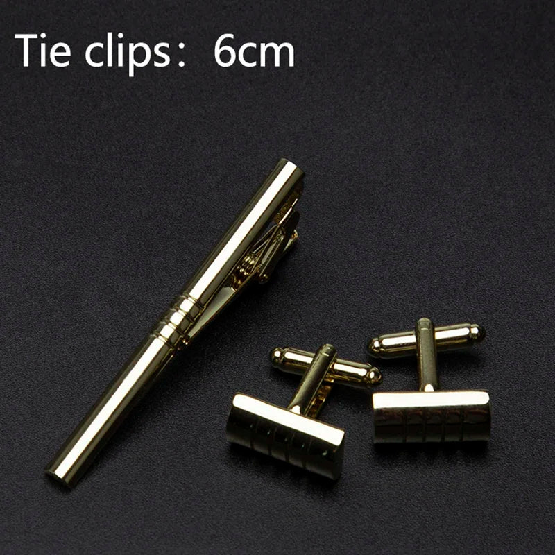 Men Metal Tie Clips Cufflinks Luxury Accessories Classic Shirts Cuff Qme A-2