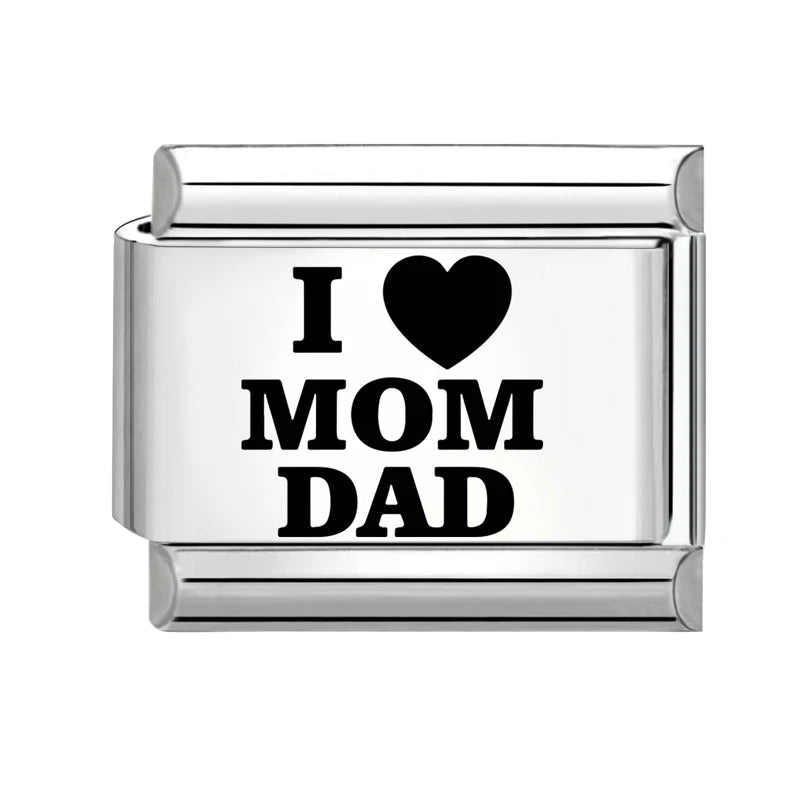 Wholesale 2026 Women Men Girls Best Dad Charm Italian Link Fit 9mm Bracelet Stainless Steel DIY Making Jewelry Gift Dropshipping Qme Style 8