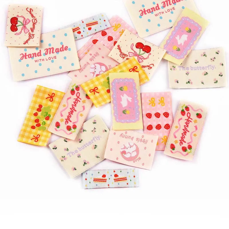 20pcs 15-56mm Mix Colorfull Cartoon Pattern Rectangle Label For DIY Clothing Decorative Personality Sewing Accessories cp3821 Qme