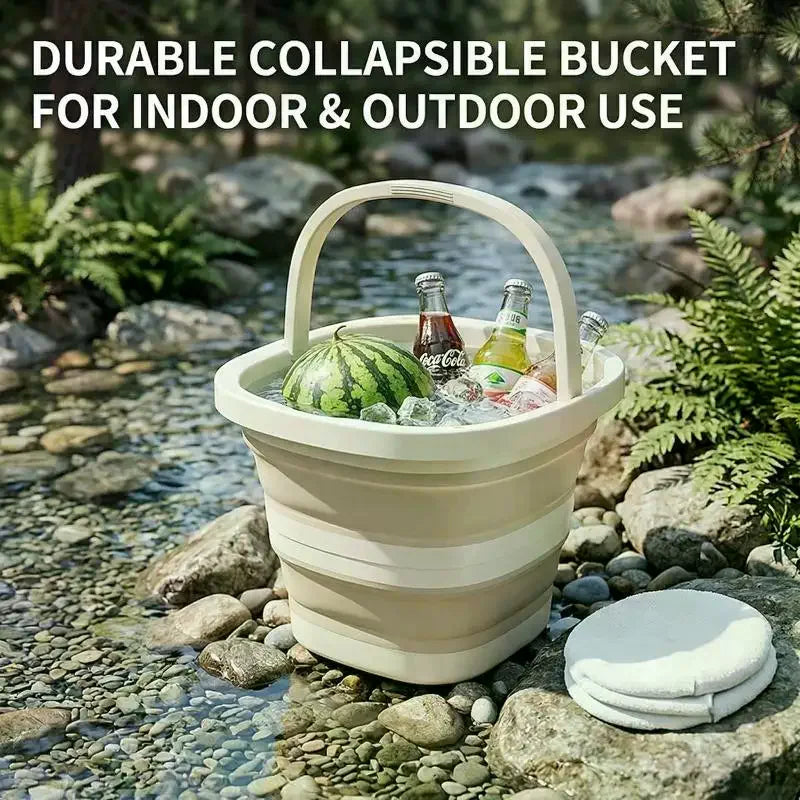 Foldable Water Bucket Essential Fishing Camping Travel Collapsible Qme