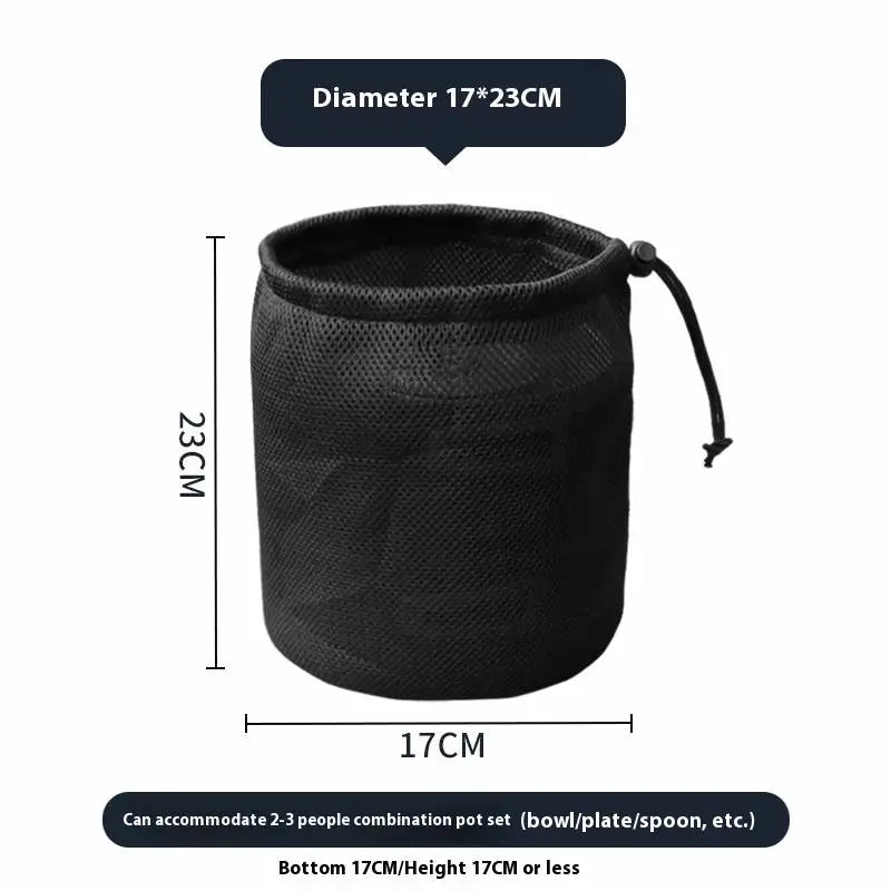 Outdoor Camping Storage Protective Bags Portable Picnic Cookware Mesh Qme 3 Black
