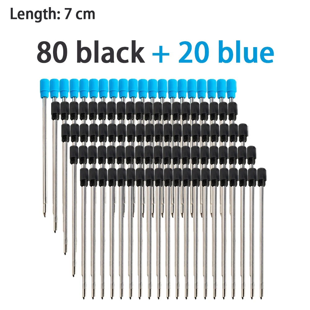30/50/100 Pcs 7/8.2/11.5cm Ballpoint Pen Refills 0.7mm Medium Tip Blue Black Ink Refill Rods Office Student Writing Stationery Qme 7cm-80black 20blue