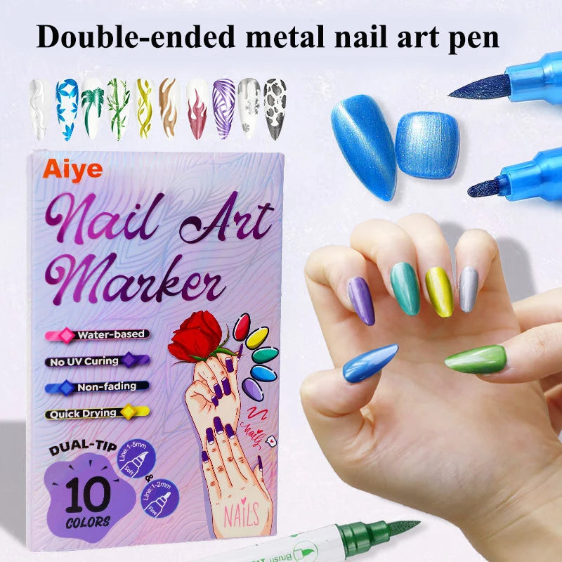 Colourful Waterproof Nail Art Graffiti Pen DIY 3D Drawing Abstract Qme