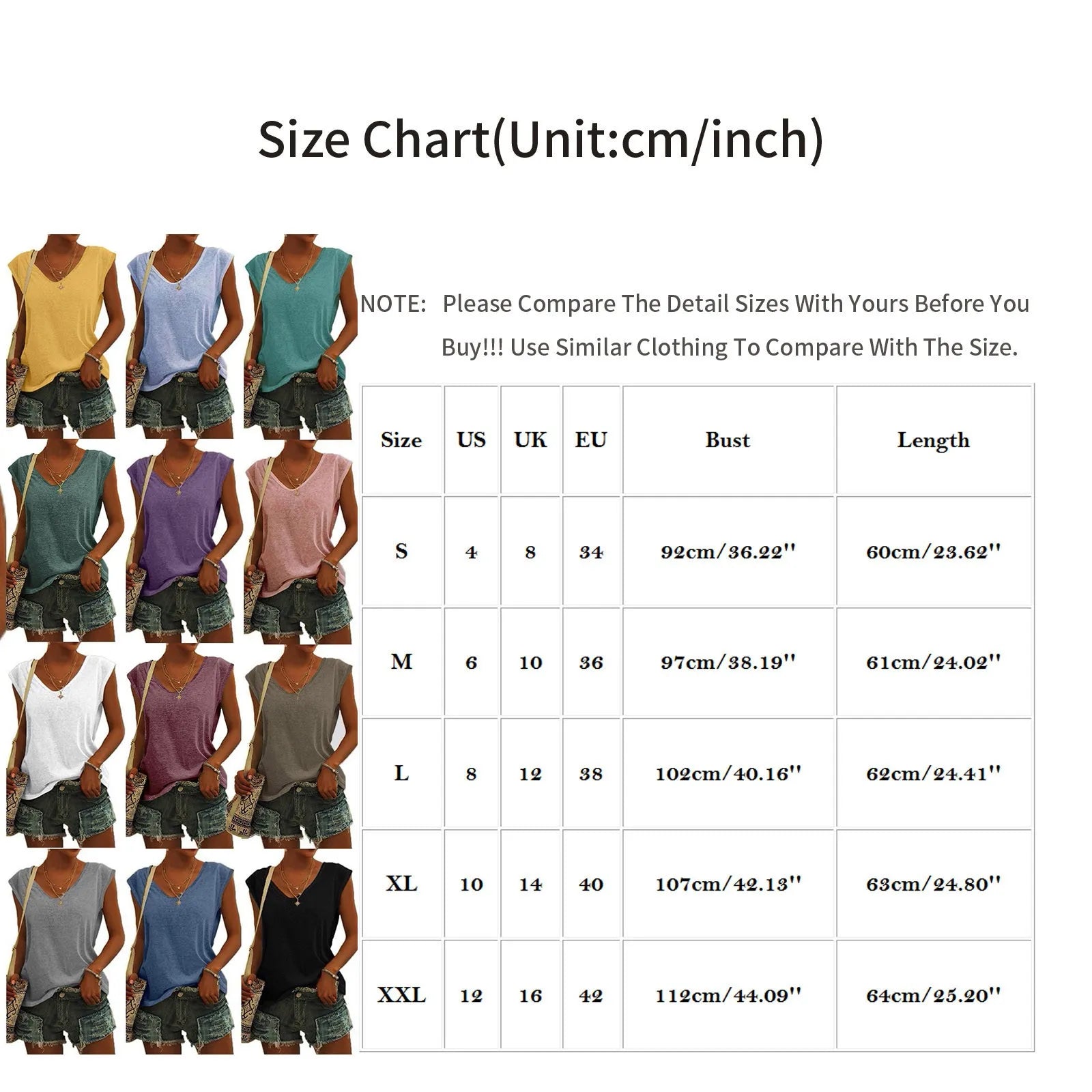 Women's Solid Color Minimalist Fashionable V-Neck Sleeveless T-Shirt Casual And Versatile Loose Summer Basics Street Tank Tops Qme
