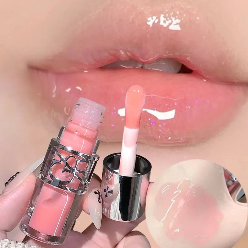 Clear Glass Gray Coffee Shine Lip Gloss Mirror Watery Moisturize Plumper Long Lasting Lip Tint Juicy Lip Oil Gloss Stain Makeup Qme