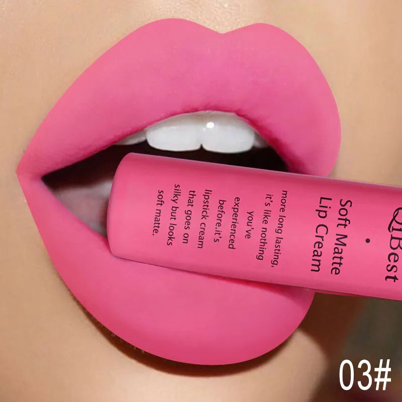 Hot Velvet Matte Nude Lip Gloss Sexy Long Lasting Non-stick Cup Nude Red Liquid Lipstick Waterproof Make-up for Women Cosmetic Qme 3