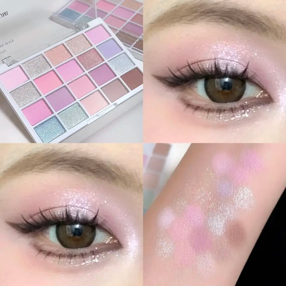 20-Color Warm Eyeshadow Palette Romantic Smoky Rose Tones Matte Qme 05