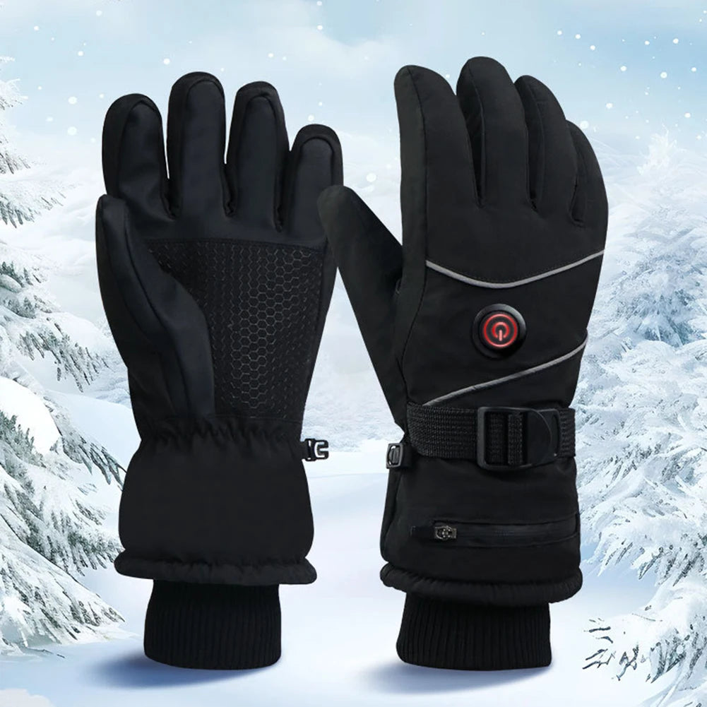 DC Plug in Winter Warm Electric Heated Gloves Heated Gloves Winter Ski Gloves Touch Screen Windproof Heated Gloves for Women Men Qme Default Title