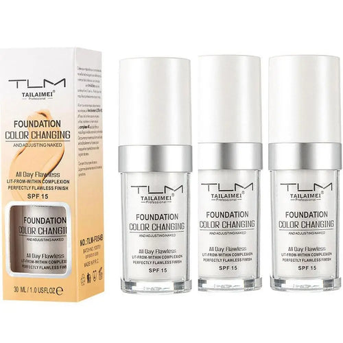 1/2/3PCs Color Changing Foundation, Temperature Liquid Foundation Naturally Blends Moisturizing Foundation Makeup Waterproof Qme