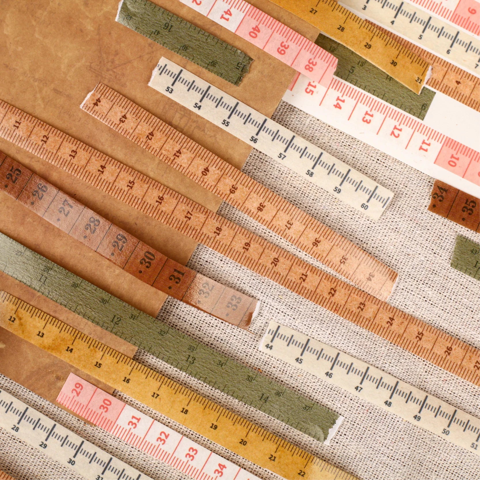 1 Roll Vintage Measuring Tape Theme Washi Tape for Journal Scrapbooking DIY Collage Art Phone Case Decoration Qme