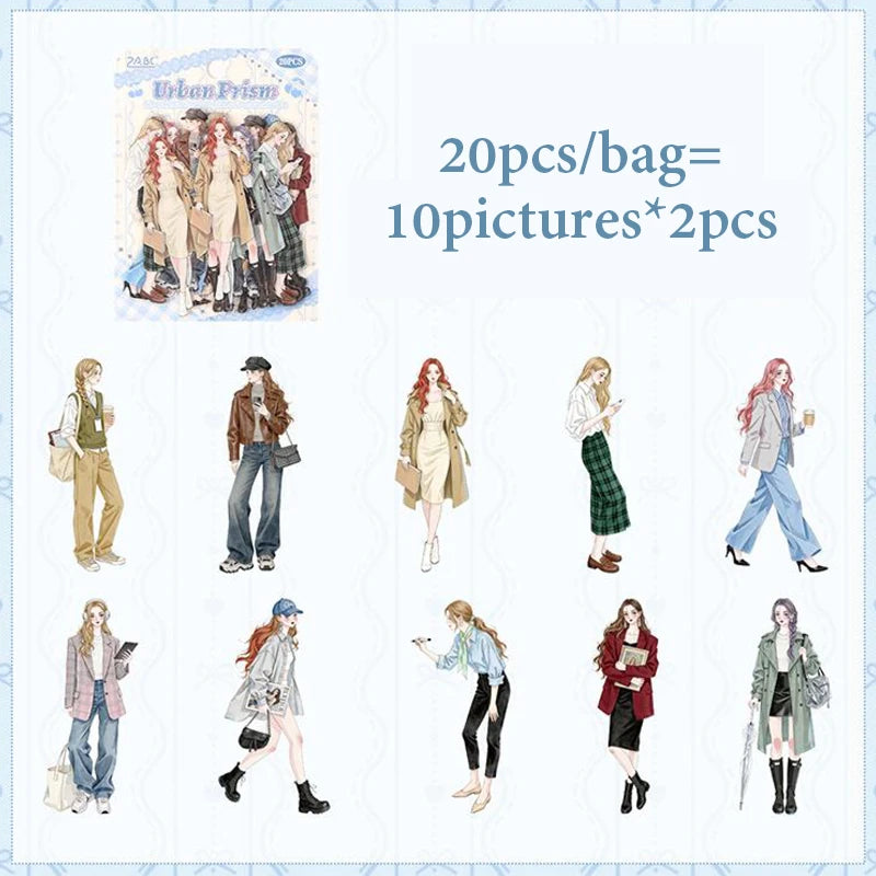 Multi-Scene Outfit Figure Stickers, Art Supplies for Photo Frames & Albums, Decor Stickers for Junk Journals Qme A