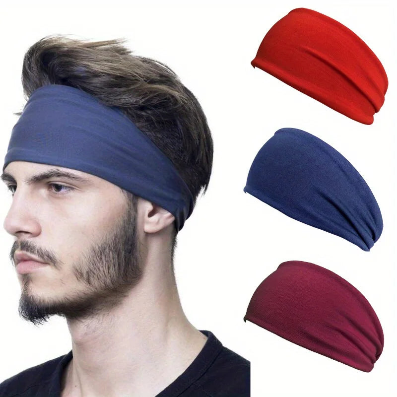 Men Women Elastic Sports Headband, Sweat Wicking Non Slip Wide Workout Hair Band for Running Cycling Yoga Gym Fitness Qme