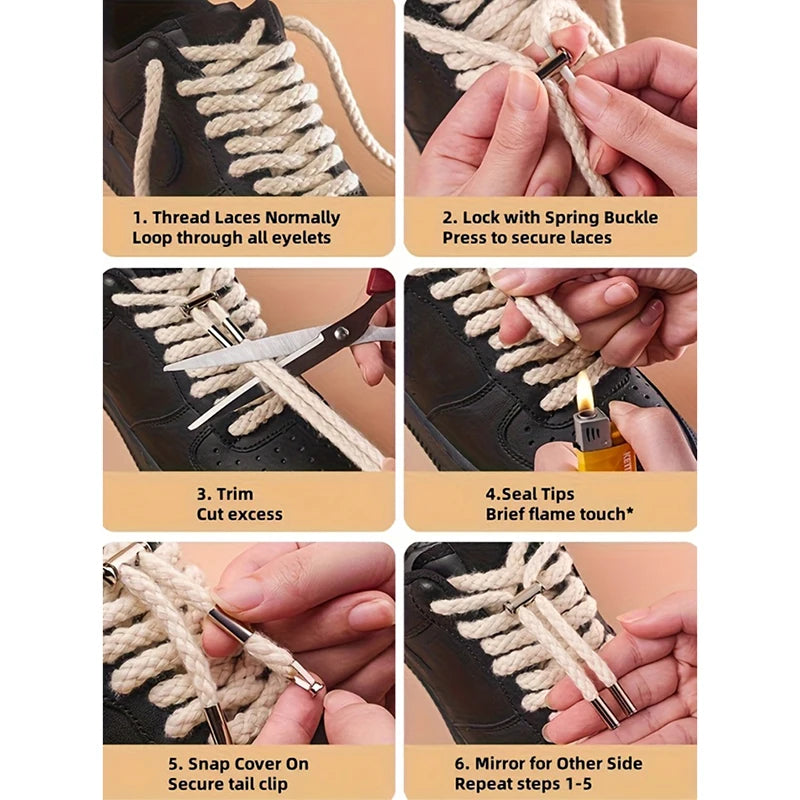 10Pcs/2set Spring Buckle No Lace Rope Lock - No Installation, for shoelaces, hoodies, jackets, pants and cable finishing Qme