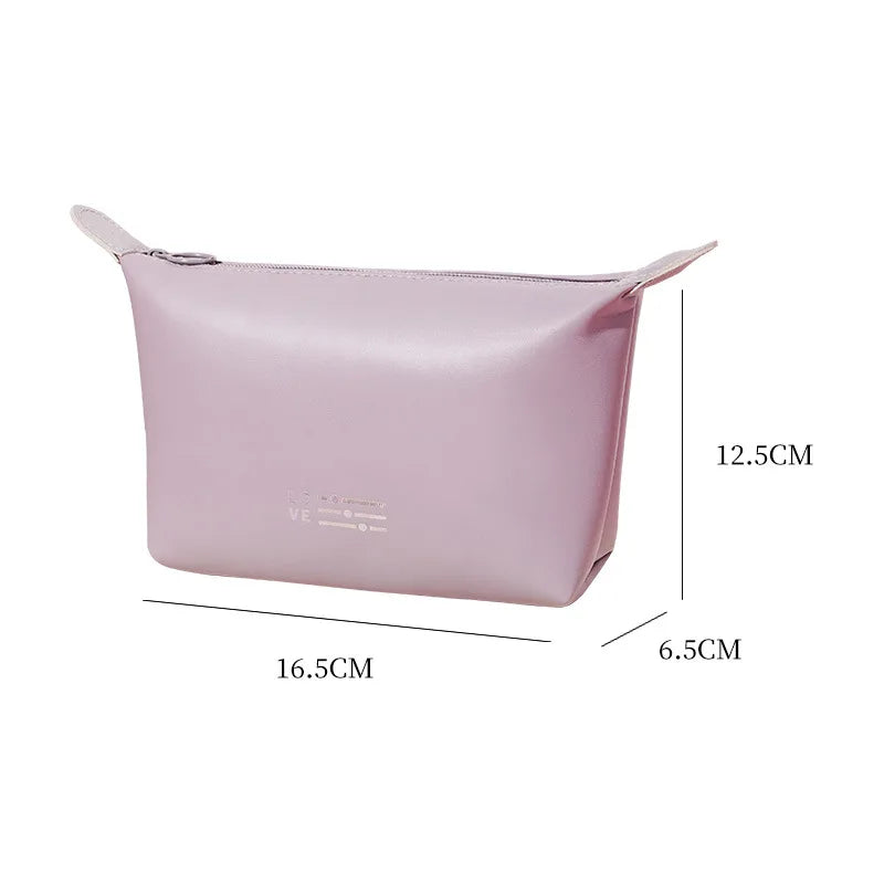 A Traveling Toiletry Makeup Organizer Large Capacity PU Leather Dumplings Cosmetic Bag Waterproof Tophandle Washing Storage Bags Qme Light purple