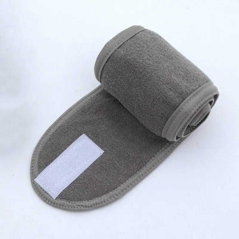 Women Spa Wide Hairband Adjustable Head Band Yoga Bath Shower Makeup Qme Dark Grey
