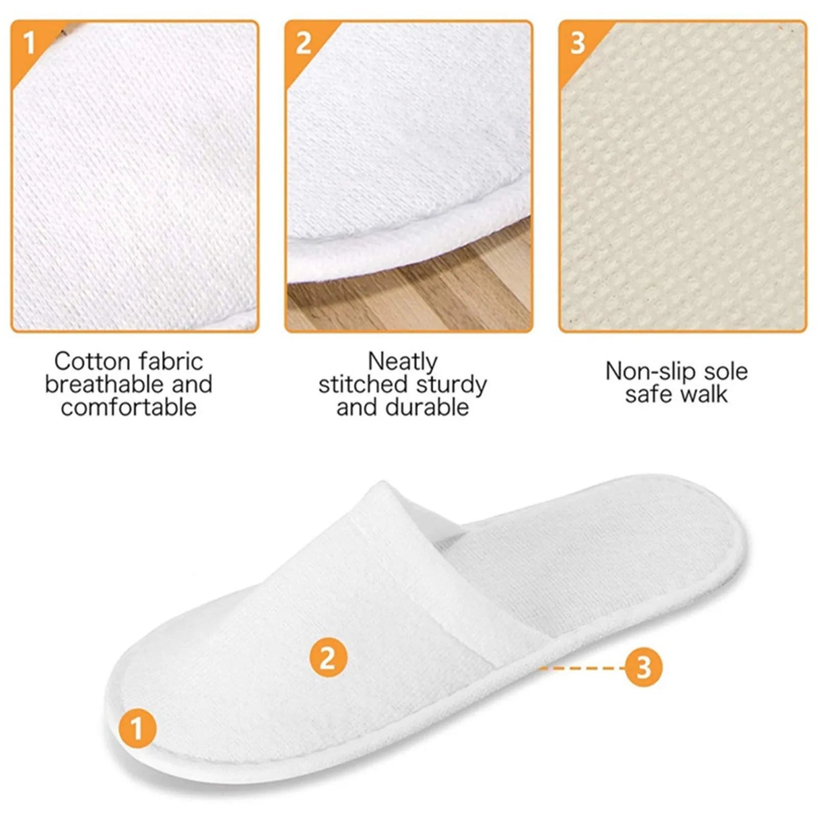 Disposable Closed Slippers For Men And Women Hotel Shoes Guest Shoes White Pure White Disposable Home Slippers Qme