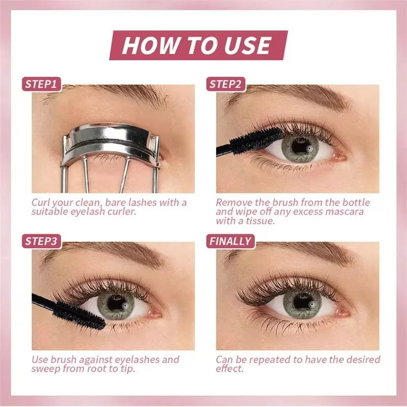 Waterproof Mascara Lengthening Eyelashes Women's Make-up Waterproof Mascara Black Silk Fibre Mascara Korean Cosmetics New Qme