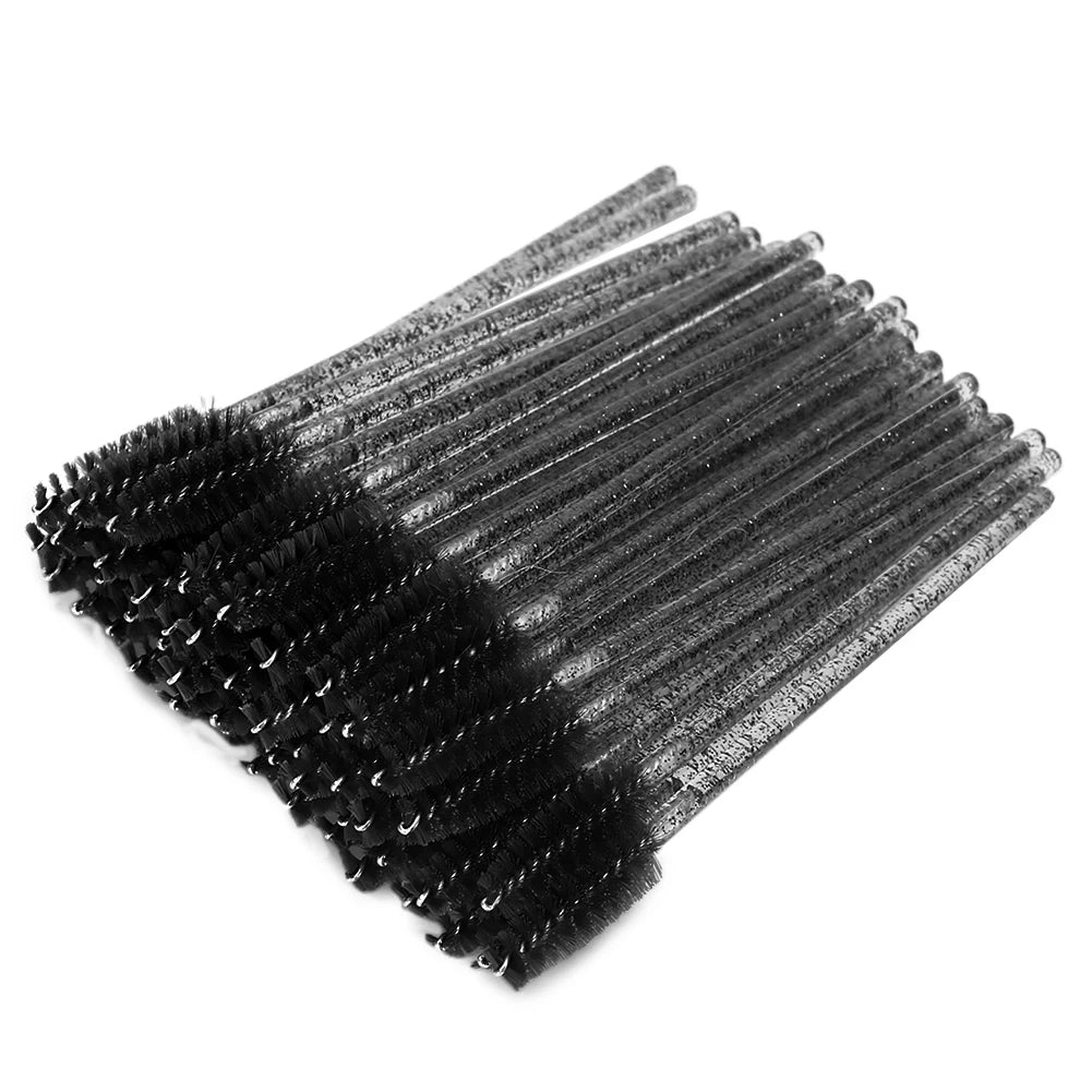 Nylon Makeup Brush Mascara Wands Eyelash Eyebrow Disposable Portable Brush Disposable Eyelash Brush Mascara Eyelash Brush Qme black