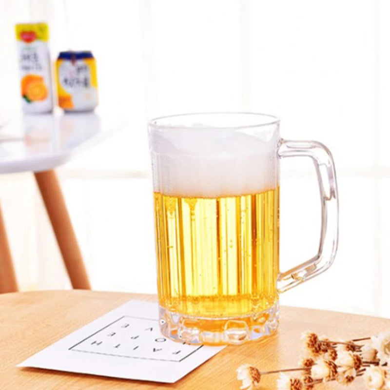 500ML Transparent Beer Mug Plastic Unbreakable Breakfast Milk Coffee Juice Water Cup Barware Drinkware for Home Party Bar KTV. Qme