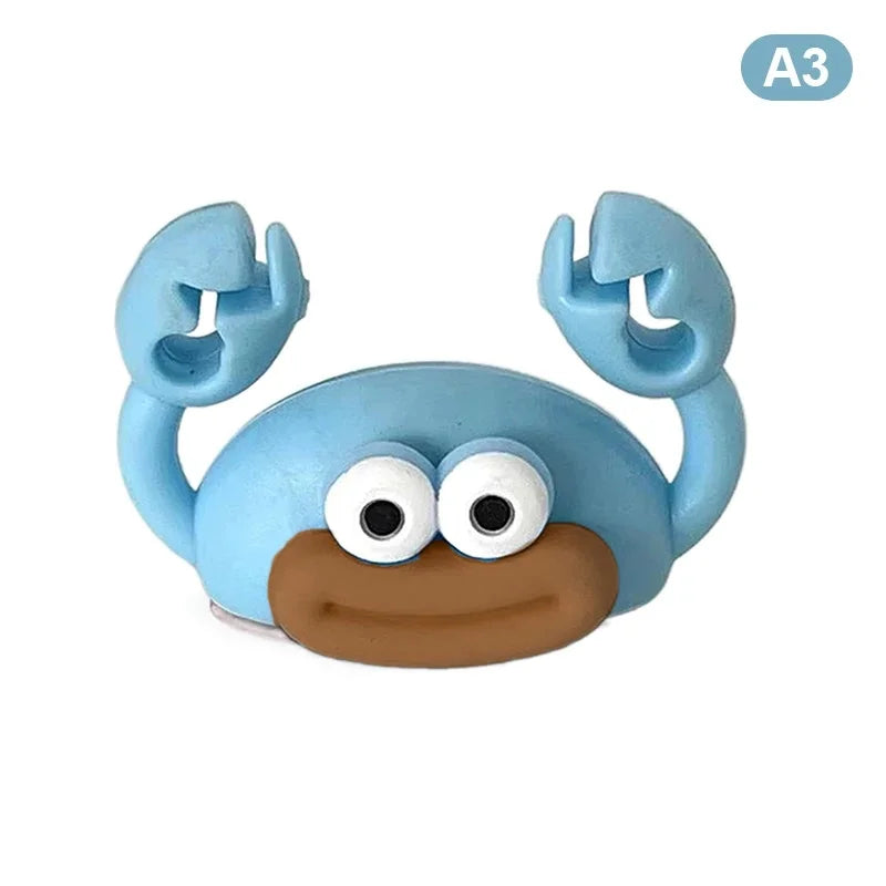 Cartoon Crab Cable Holder Self-Adhesive Fixing USB Cable Management ClipHome Office Desk Decoration Silicone Cable Organizer Qme Blue