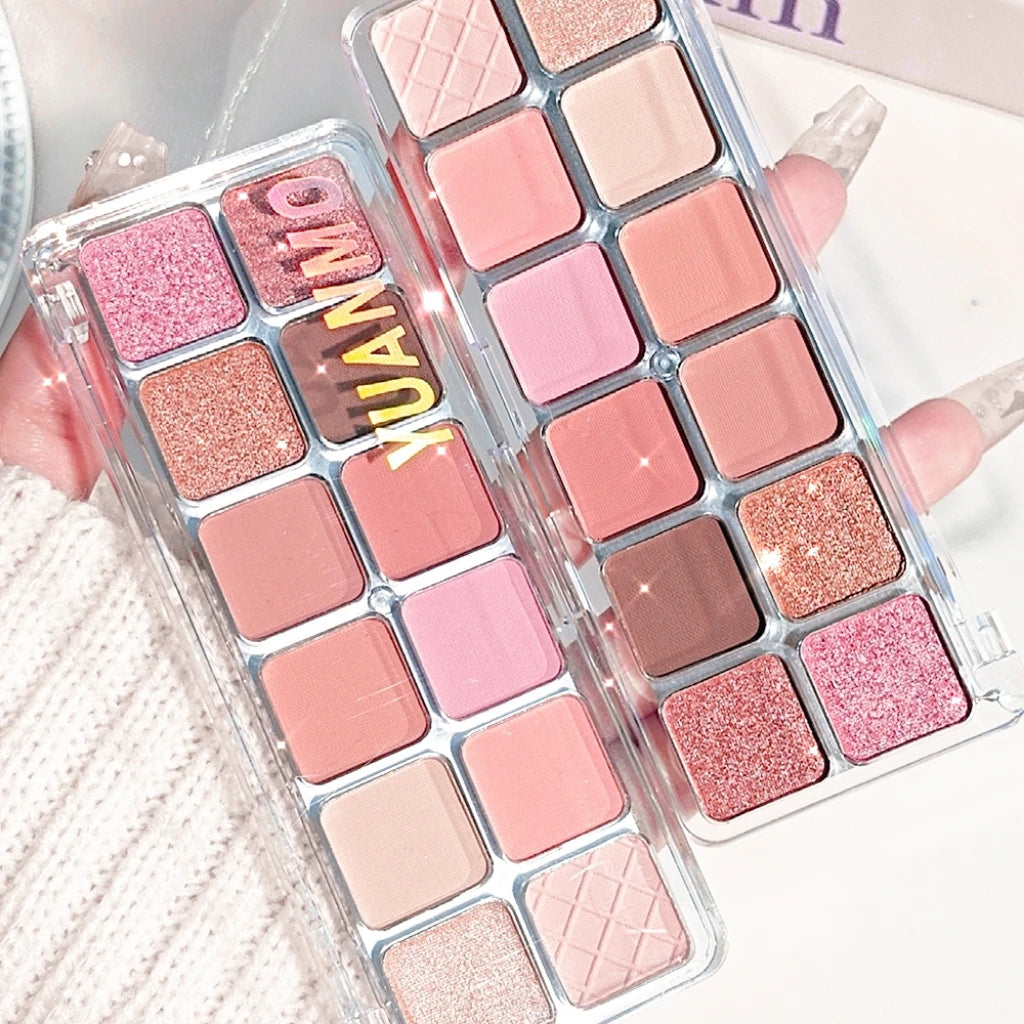 12 Colors Matte Pearl Eyeshadow Palette Christmas Waterproof Qme