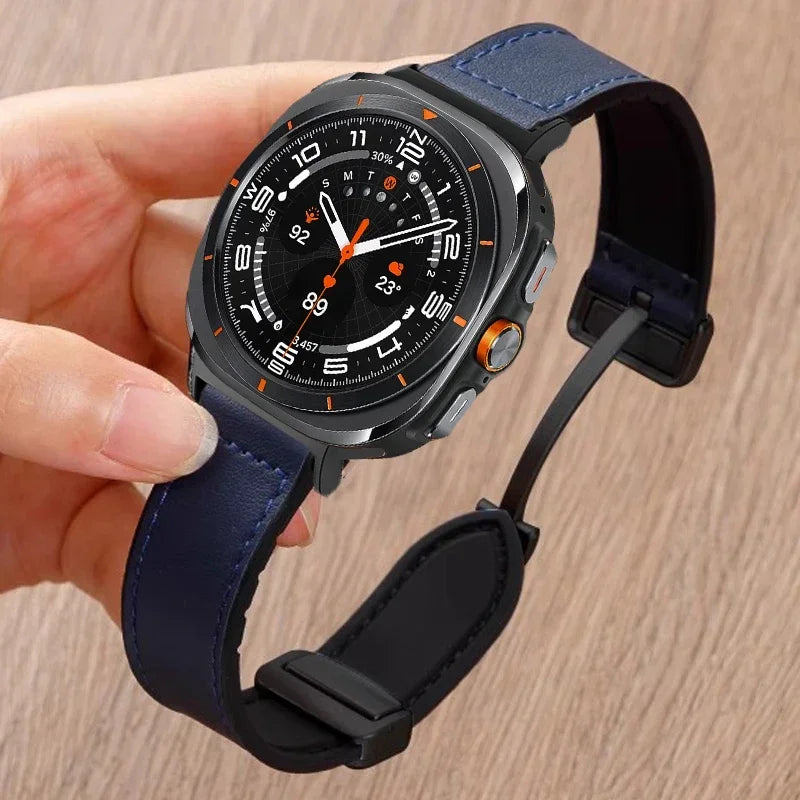 Leather Silicone Strap For Samsung Galaxy Watch 7 Ultra 47mm Magnetic Band Bracelet for Galaxy Watch 7 Ultra 47mm Correa Qme