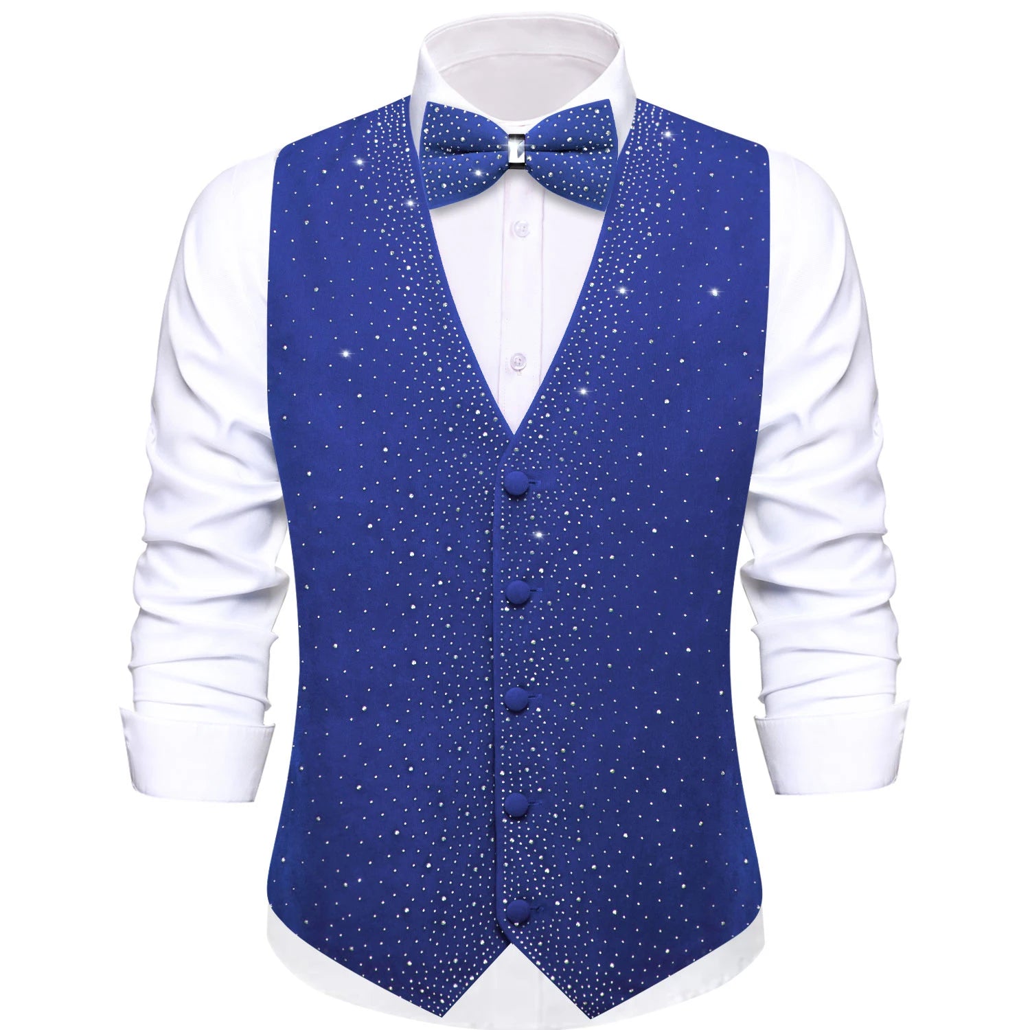 Men's Sparkly Glitter Vest Matching Bow Tie Multi Options Parties Qme HT-MJ-0165 XXXL